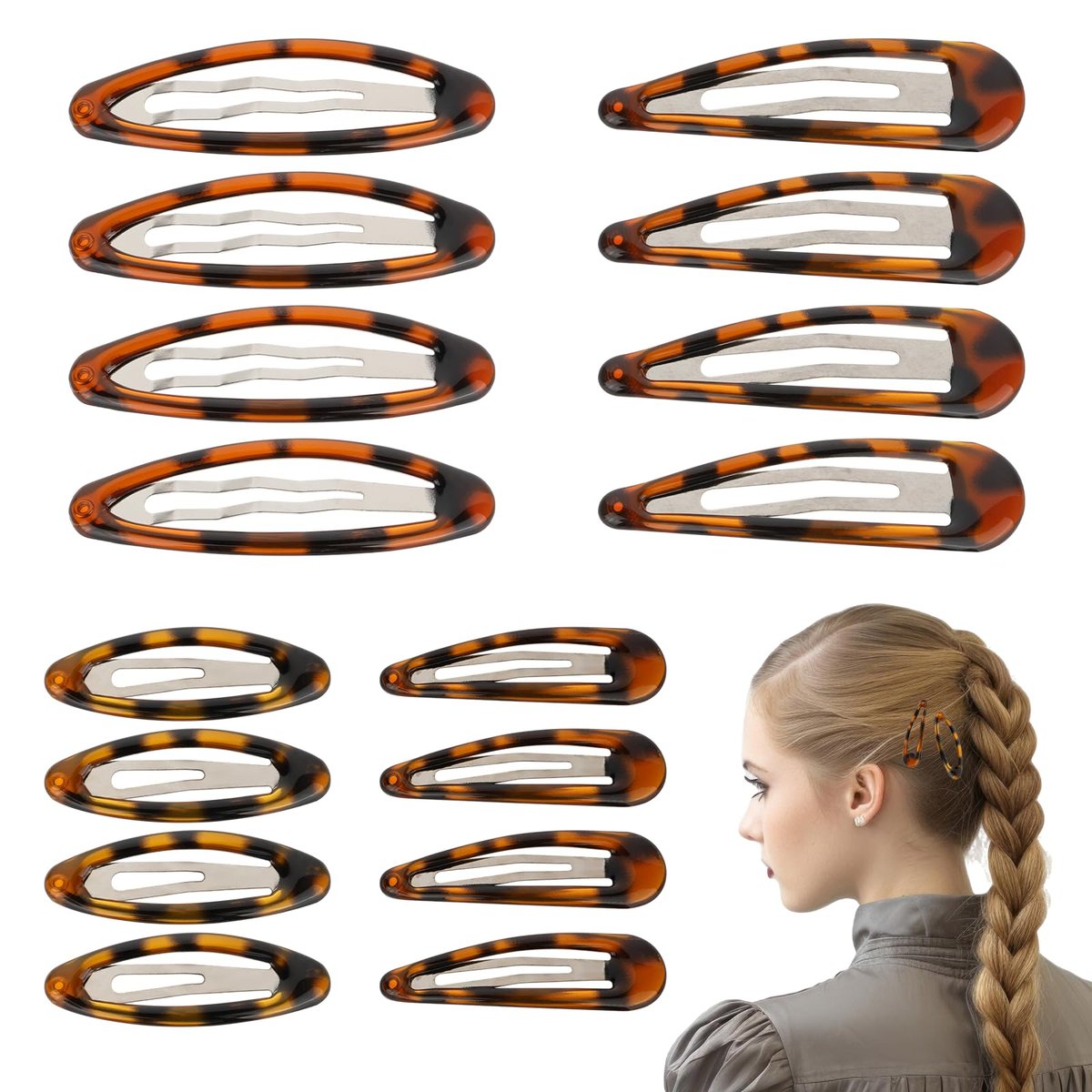 Giantree 16-teilige Haarspangen mit Schildpatt-Muster, 4 Größen, rutschfeste Haarklammern für Frauen, für feines und dickes Haar, DIY-Haarzubehör