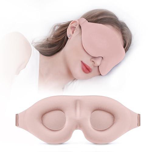 YIVIEW Schlafmaske für Seitenschläfer – 3D Rosa Schlafbrille mit vollständiger Lichtblockade, weiche, atmungsaktive Augenmaske für Frauen und Männer, entspannende Null-Druck-Nachtblindmaske