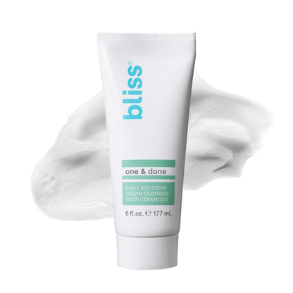 Bliss One & Done Daily Cream Gesichtsreiniger mit Ceramiden – Feuchtigkeitsspendende Gesichtsreinigung für trockene Haut – Reinigt und entfernt Make-up in einem Schritt – Vegan, tierversuchsfrei, 177 ml