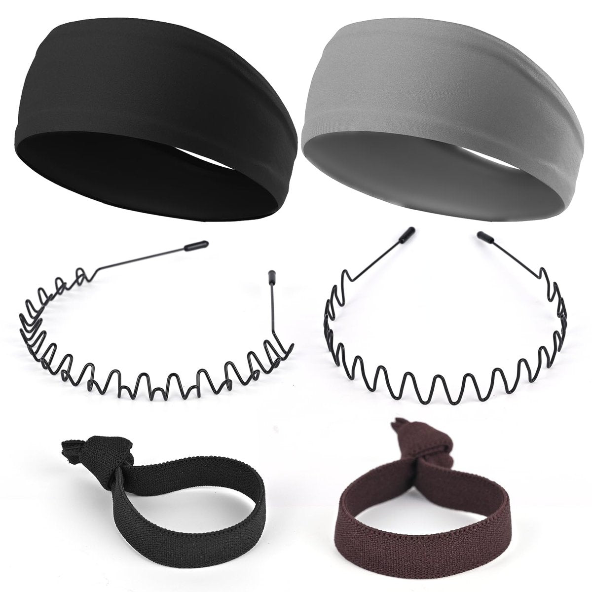 LTHYHJ Herren Metall-Stirnband, Neutral Schwarz, Welliges Frühlings-Sport-Set (6er-Pack) – Stirnbänder für Männer und Frauen, ideal zum Laufen, Radfahren, Sport und Yoga