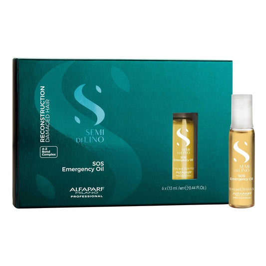 ALFAPARF MILANO Semi di Lino Reconstruction Reparative SOS Emergency Oil – Haarbruch-Behandlung zur Stärkung, Glättung & Reparatur geschädigter Haare – Feuchtigkeitsspendendes Haaröl – Vegan (6 Vials/2,64 oz)