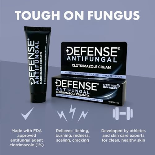 Defense Clotrimazol Antimykotische Creme | Behandlung von Juckreiz, Fußpilz, Ringelflechte | Medizinische Anti-Pilz-Creme für Haut- und Fußpilz