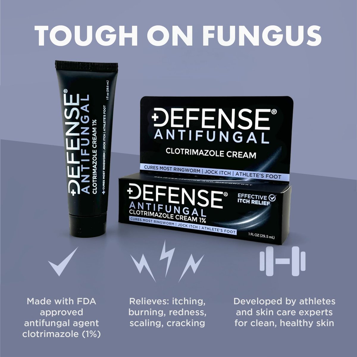 Defense Clotrimazol Antimykotische Creme | Behandlung von Juckreiz, Fußpilz, Ringelflechte | Medizinische Anti-Pilz-Creme für Haut- und Fußpilz
