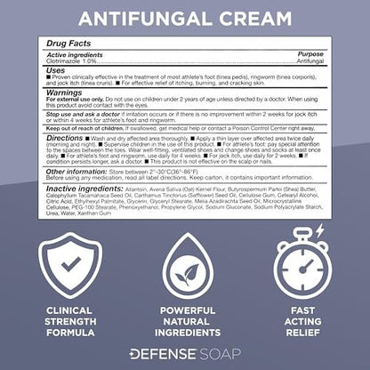 Defense Clotrimazol Antimykotische Creme | Behandlung von Juckreiz, Fußpilz, Ringelflechte | Medizinische Anti-Pilz-Creme für Haut- und Fußpilz