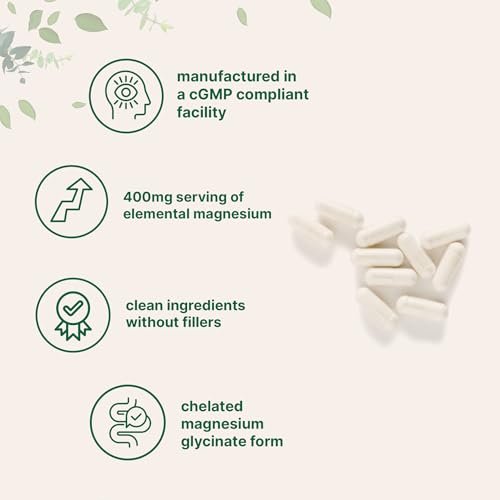 Micro Ingredients Reines Magnesiumglycinat 400 mg pro Portion, 240 Kapseln | Chelatiertes Mineralpräparat mit elementarem Magnesium | Nicht-GVO, füllstofffrei