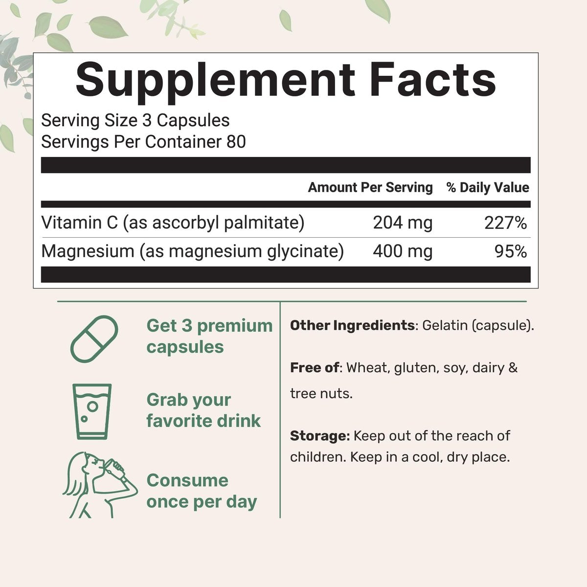 Micro Ingredients Reines Magnesiumglycinat 400 mg pro Portion, 240 Kapseln | Chelatiertes Mineralpräparat mit elementarem Magnesium | Nicht-GVO, füllstofffrei