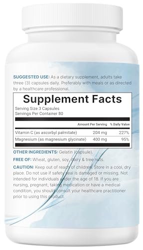 Micro Ingredients Reines Magnesiumglycinat 400 mg pro Portion, 240 Kapseln | Chelatiertes Mineralpräparat mit elementarem Magnesium | Nicht-GVO, füllstofffrei