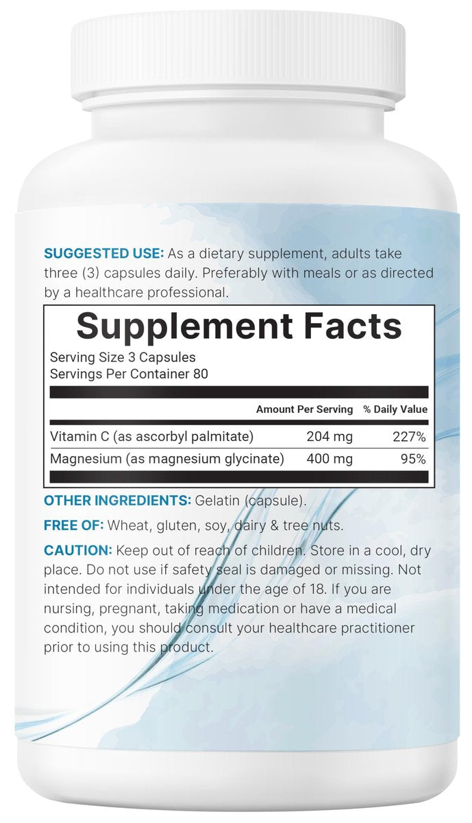 Micro Ingredients Reines Magnesiumglycinat 400 mg pro Portion, 240 Kapseln | Chelatiertes Mineralpräparat mit elementarem Magnesium | Nicht-GVO, füllstofffrei
