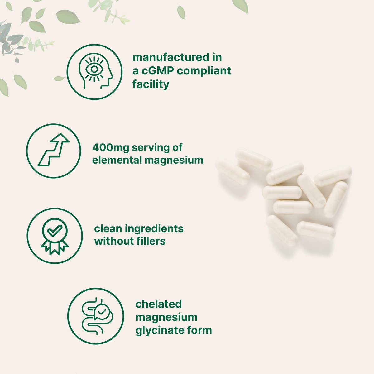 Micro Ingredients Reines Magnesiumglycinat 400 mg pro Portion, 240 Kapseln | Chelatiertes Mineralpräparat mit elementarem Magnesium | Nicht-GVO, füllstofffrei