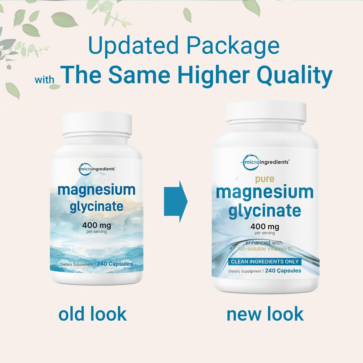 Micro Ingredients Reines Magnesiumglycinat 400 mg pro Portion, 240 Kapseln | Chelatiertes Mineralpräparat mit elementarem Magnesium | Nicht-GVO, füllstofffrei