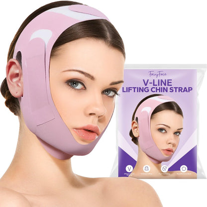 FairyFace Chinstrap zum Schlafen – V-Line Lifting Kinnriemen, Wiederverwendbare Gesichtsmaske gegen Erschlaffung, V-förmiger Gürtel für definiertes Kinn