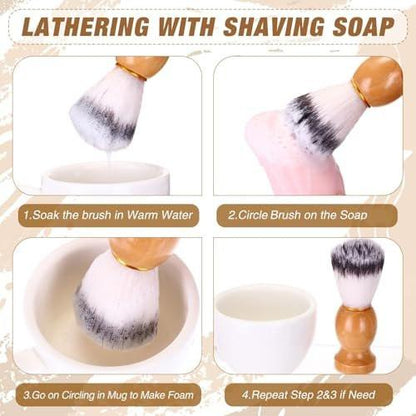 2er-Pack Herren Rasierpinsel, Nassrasur mit Creme & Seife, Synthetikhaar-Werkzeug mit Hartholzgriff, Reise-Rasierpinsel für Männer, Geschenk zum Valentinstag, Haarsalon-Werkzeug (Braun, Classic)