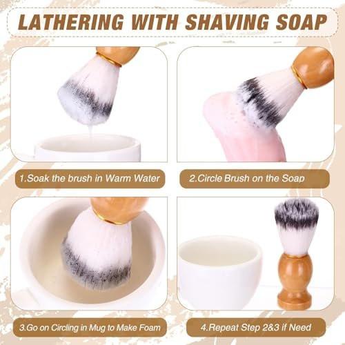 2er-Pack Herren Rasierpinsel, Nassrasur mit Creme & Seife, Synthetikhaar-Werkzeug mit Hartholzgriff, Reise-Rasierpinsel für Männer, Geschenk zum Valentinstag, Haarsalon-Werkzeug (Braun, Classic)