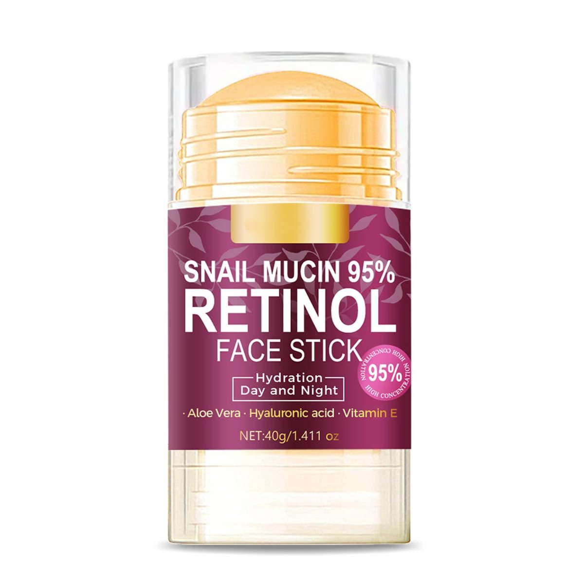 Feuchtigkeitsspendender Gesichtsbalsam-Stick mit 95% Schneckenschleim, Retinol und Hyaluronsäure – Multi-Balsam-Stick für Tag und Nacht, Anti-Falten-Hautreparatur, 40 g