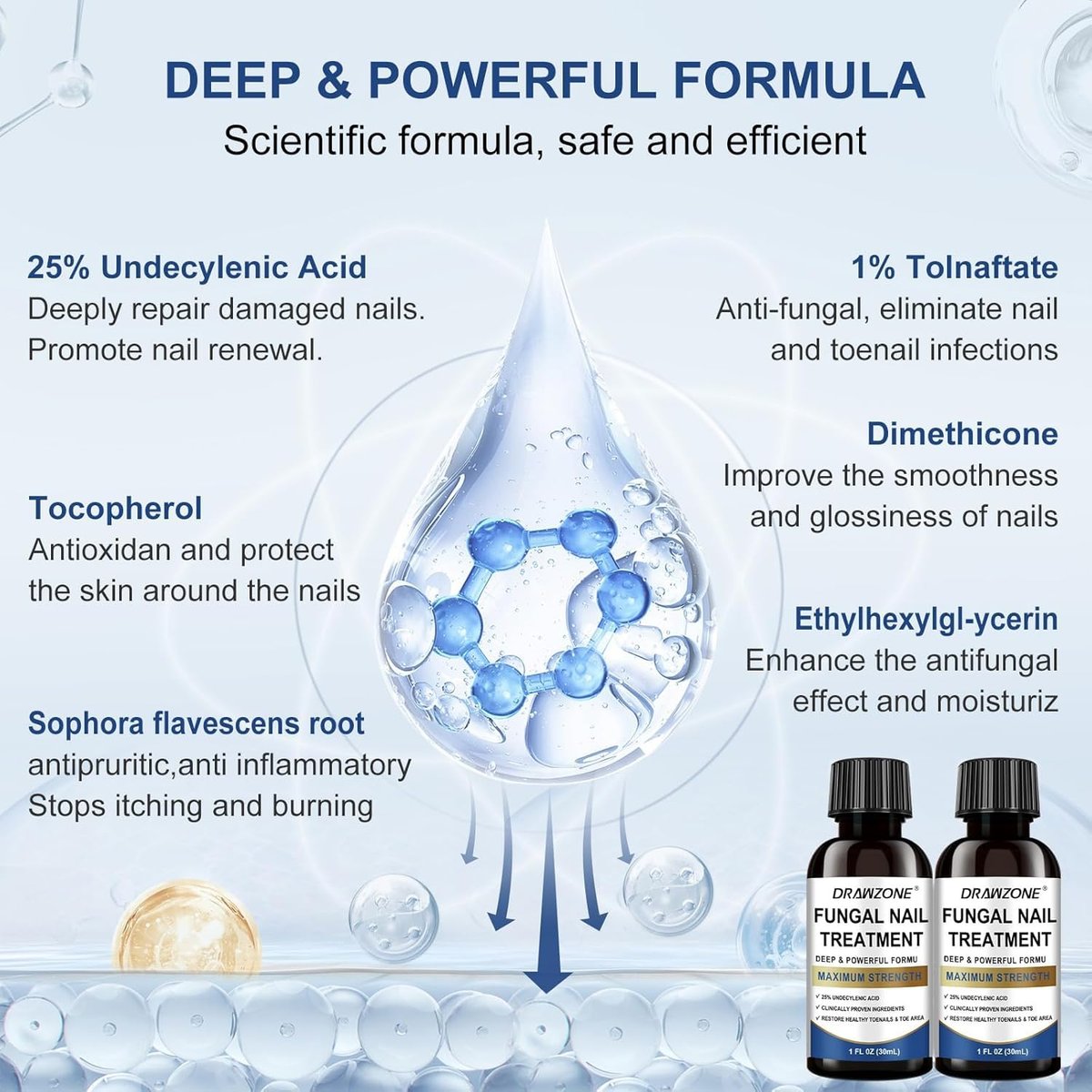 Nagelpilz Behandlung Extra Stärke mit 25% Undecylensäure – Fußpilz Behandlung, Zehennagel Reparatur, Gelbe Nägel, Beschädigte Nägel (Blau, 2er-Pack)