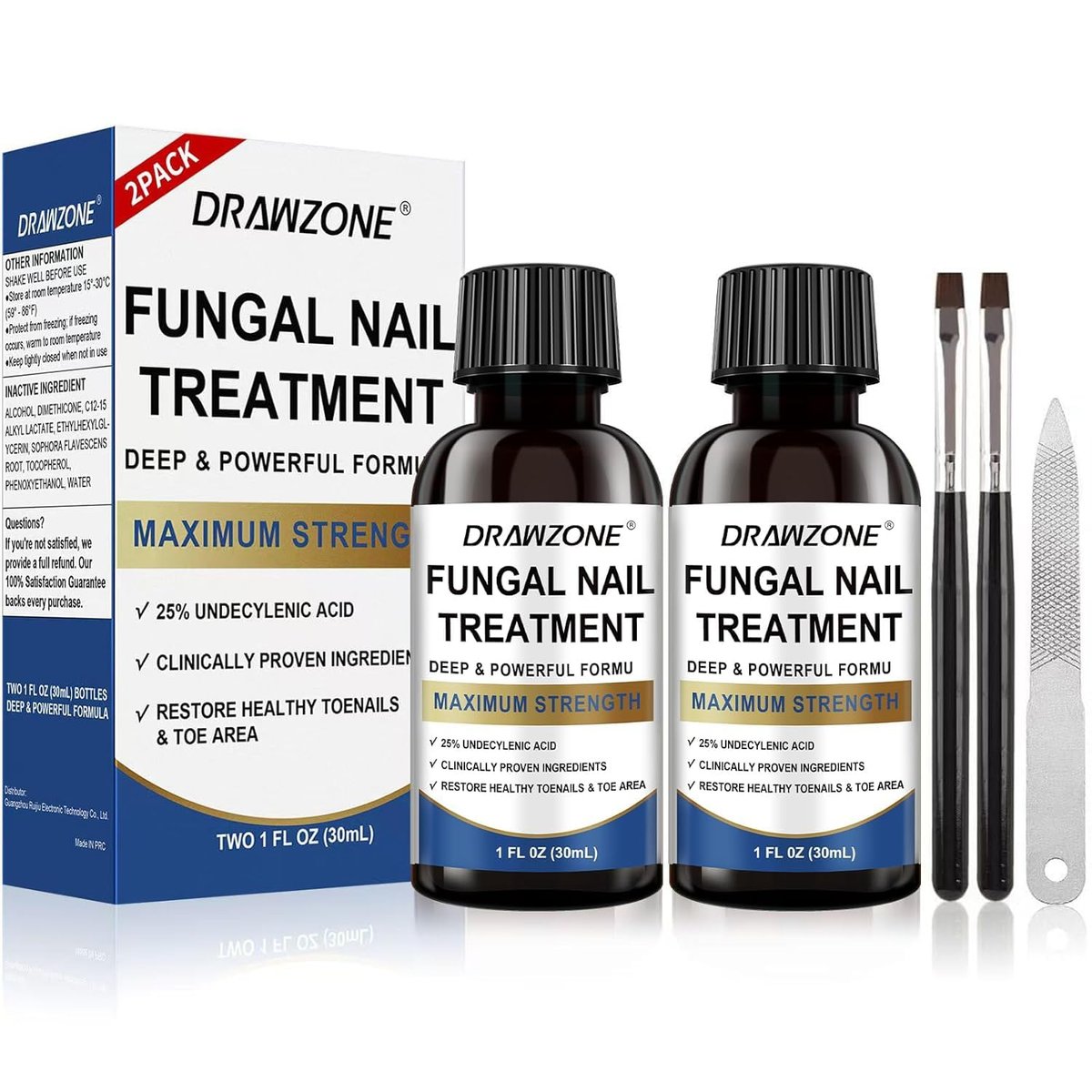 Nagelpilz Behandlung Extra Stärke mit 25% Undecylensäure – Fußpilz Behandlung, Zehennagel Reparatur, Gelbe Nägel, Beschädigte Nägel (Blau, 2er-Pack)