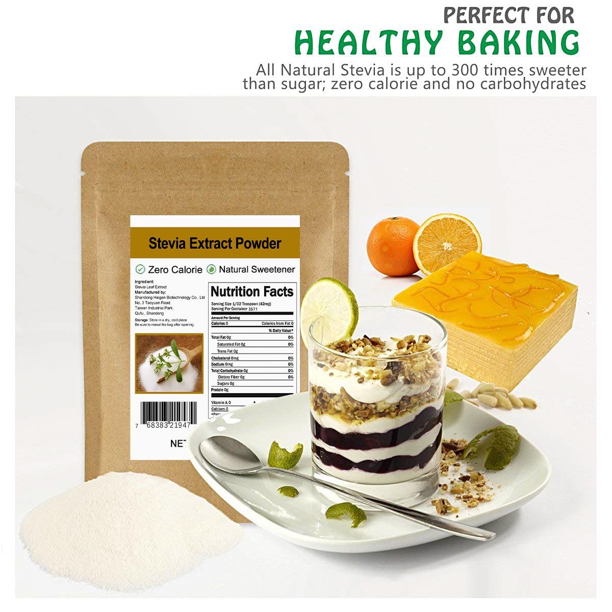 CCnature Reines Stevia-Extraktpulver ohne Erythrit 5,2 oz (148 g) – Hochkonzentrierter Stevia-Pulversüßstoff, null Kalorien, kein künstlicher, natürlicher Zuckerersatz