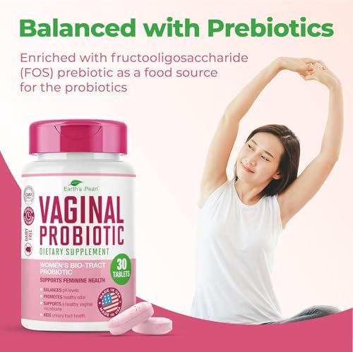 Earth's Pearl Vaginale Probiotika für Frauen – 15x effektiver mit BIO-Tract®, 3 Milliarden KBE, Probiotika- und Präbiotika-Mischung, fördert gesunden Vaginalgeruch & pH-Gleichgewicht – Nur 1 Tablette/Tag