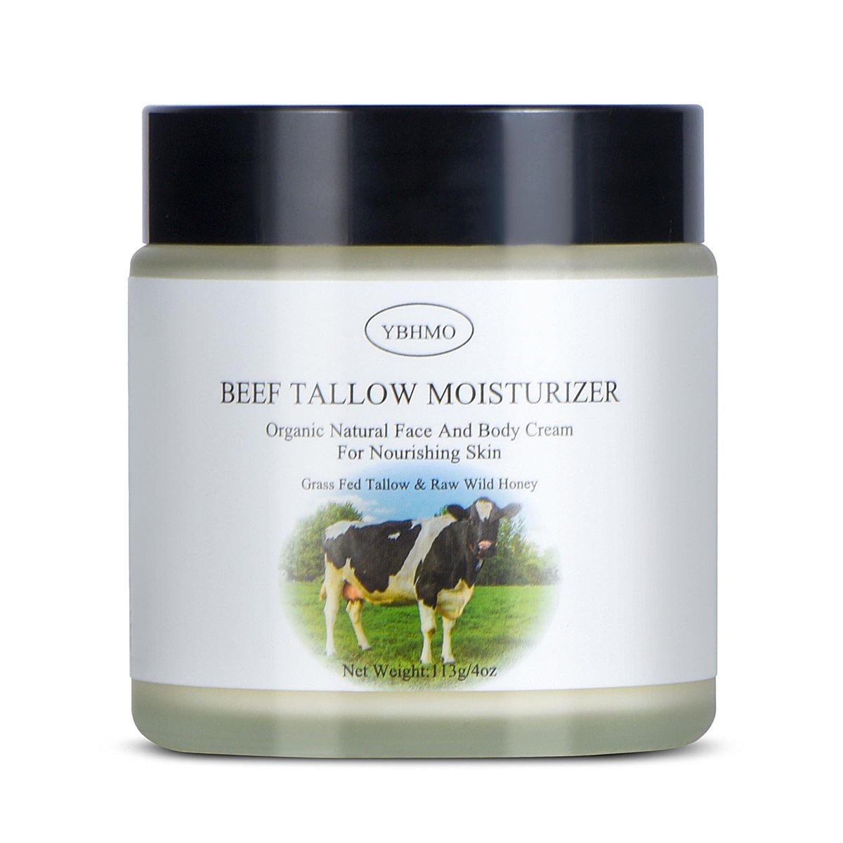 YBHMO Rindertalg Feuchtigkeitscreme – Bio Grassfed Rindertalg mit Rohhonig für Gesicht und Körper (118 ml)