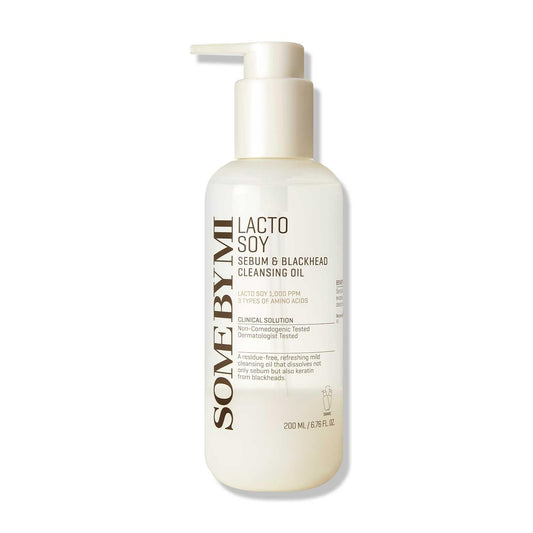 SOME BY MI Lacto Soy Sebum & Blackhead Cleansing Oil – 200 ml – Vegan Reinigungsöl mit Sojaextrakt & Serin – Tiefenreinigung für Mitesser & Poren – Koreanische Hautpflege