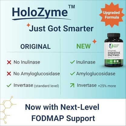 Healthy Gut HoloZyme Max Strength Verdauungsenzyme | FODMAP-freundliche Formel gegen Blähungen, Gas und Verdauungsstörungen mit Protease, Amylase, Lipase, Lactase und mehr | 15 Portionen (Probegröße)
