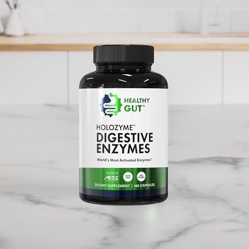 Healthy Gut HoloZyme Max Strength Verdauungsenzyme | FODMAP-freundliche Formel gegen Blähungen, Gas und Verdauungsstörungen mit Protease, Amylase, Lipase, Lactase und mehr | 15 Portionen (Probegröße)