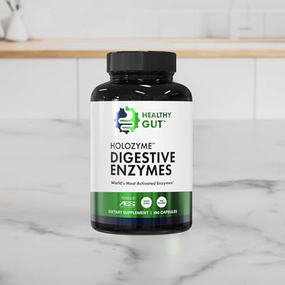 Healthy Gut HoloZyme Max Strength Verdauungsenzyme | FODMAP-freundliche Formel gegen Blähungen, Gas und Verdauungsstörungen mit Protease, Amylase, Lipase, Lactase und mehr | 15 Portionen (Probegröße)