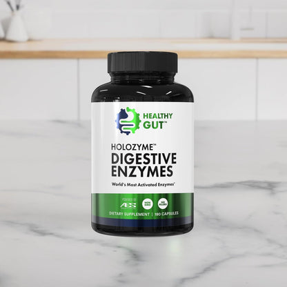 Healthy Gut HoloZyme Max Strength Verdauungsenzyme | FODMAP-freundliche Formel gegen Blähungen, Gas und Verdauungsstörungen mit Protease, Amylase, Lipase, Lactase und mehr | 15 Portionen (Probegröße)