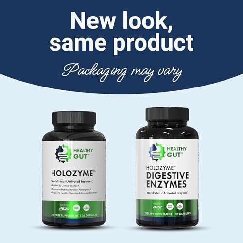 Healthy Gut HoloZyme Max Strength Verdauungsenzyme | FODMAP-freundliche Formel gegen Blähungen, Gas und Verdauungsstörungen mit Protease, Amylase, Lipase, Lactase und mehr | 15 Portionen (Probegröße)