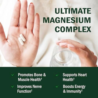 BioSchwartz Magnesium Komplex – 350 mg Magnesiumglycinat, -citrat, -malat & -taurat pro Portion für Nerven, Muskeln, Herz & Schlaf (90 Kapseln, vegan, glutenfrei, non-GMO)