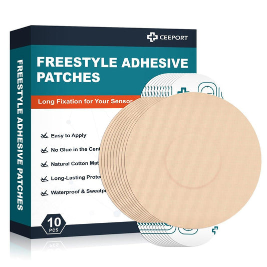 Ceeport 10er-Pack Freestyle Klebepflaster, Sensor-Abdeckungen für Freestyle Libre 2/3-Enlite-Medtronic Guardian, CGM Sensor Pflaster, kein Kleber in der Mitte, lange Fixierung für Ihren Sensor (Tan)