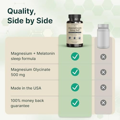 Magnesium Schlafhilfe – Magnesiumglycinat-Komplex für besseren Schlaf mit Melatonin, L-Theanin – 120 Kapseln