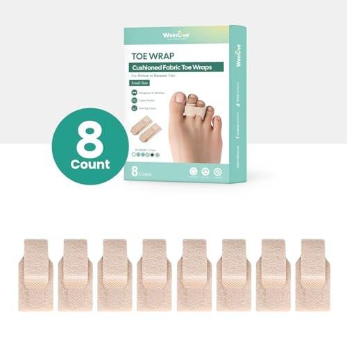 Welnove Hammerzehen-Strecher - 8er-Pack Zehenwickel - Hammerzehen-Korrektor für Frauen - Zehenschienen für krumme, gekrümmte, verbogene Zehen - (Groß, Beige)