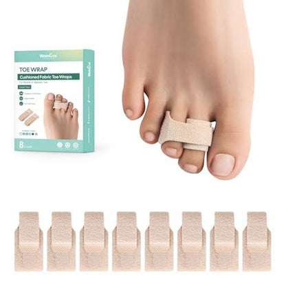 Welnove Hammerzehen-Straightener - 8er-Pack Zehenwickel - Hammerzehen-Korrektor für Frauen - Zehenschienen für krumme, gekrümmte, verbogene Zehen (Klein, Beige)