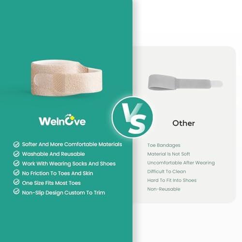 Welnove Hammerzehen-Straightener - 8er-Pack Zehenwickel - Hammerzehen-Korrektor für Frauen - Zehenschienen für krumme, gekrümmte, verbogene Zehen (Klein, Beige)
