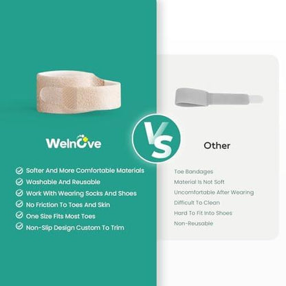 Welnove Hammerzehen-Straightener - 8er-Pack Zehenwickel - Hammerzehen-Korrektor für Frauen - Zehenschienen für krumme, gekrümmte, verbogene Zehen (Klein, Beige)