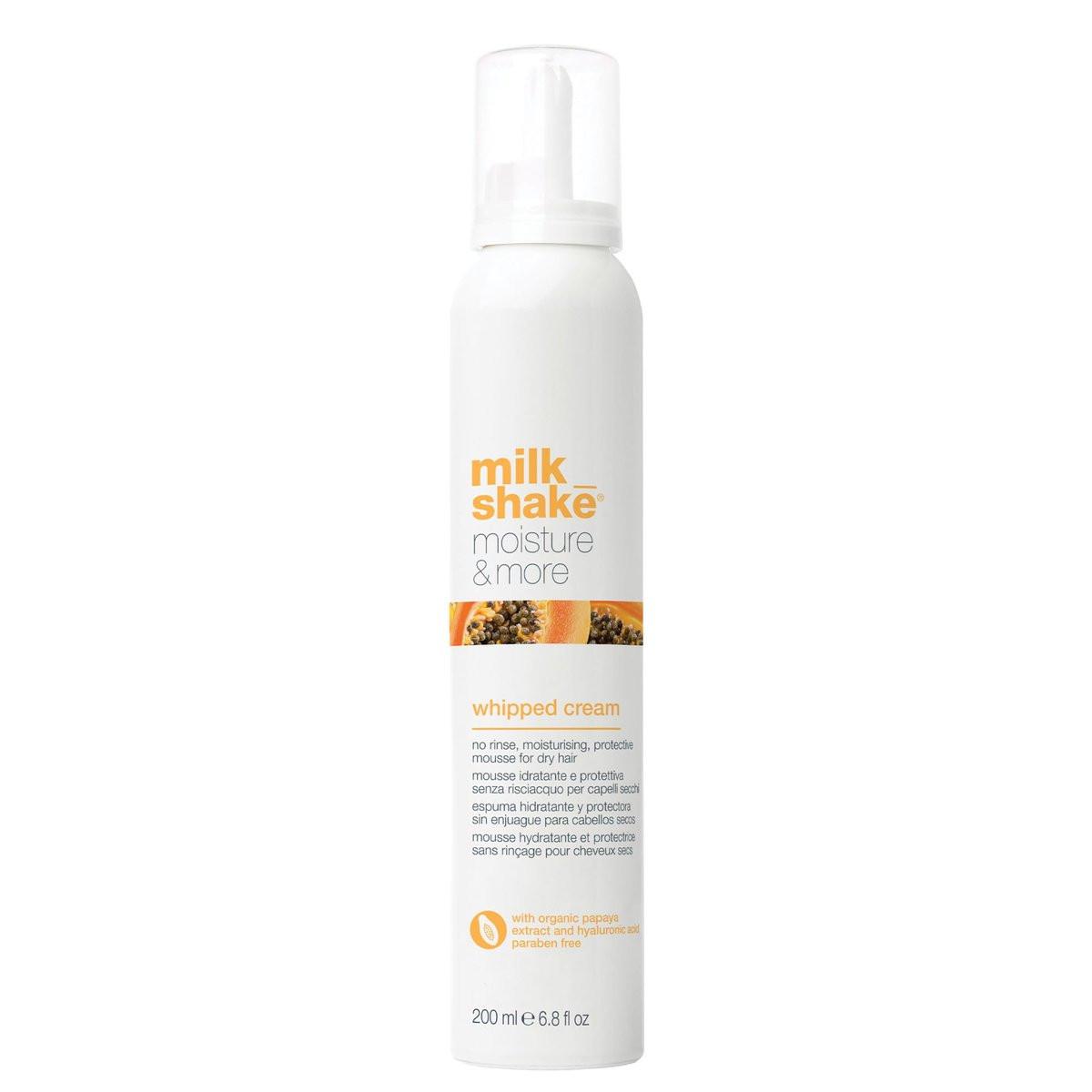 milk_shake Moisture & More Whipped Cream - Feuchtigkeitsspendender No-Rinse Haar-Moisturizer-Schaum für glänzenderes Haar und mehr Weichheit, 200 ml