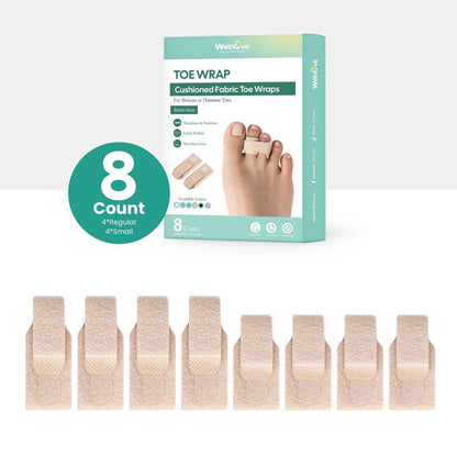 Welnove Hammerzehen-Streckgerät – 8er-Pack gebrochene Zehenwickel – Hammerzehen-Korrektor für Frauen – Zehenschienen für gekrümmte, eingekrümmte und schiefe Zehen (Multi-Größe, Beige)