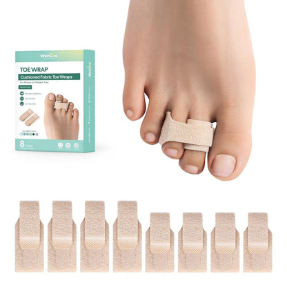 Welnove Hammerzehen-Streckgerät – 8er-Pack gebrochene Zehenwickel – Hammerzehen-Korrektor für Frauen – Zehenschienen für gekrümmte, eingekrümmte und schiefe Zehen (Multi-Größe, Beige)