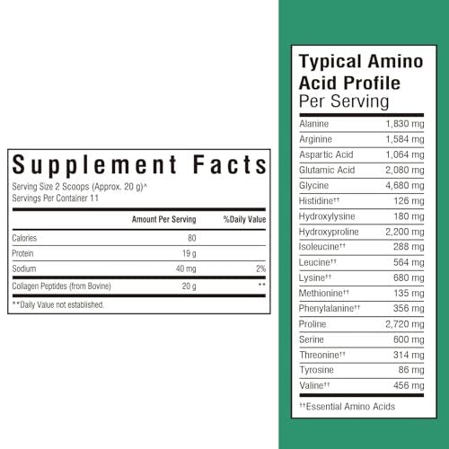Vitalibre Rinderkollagen-Peptide Pulver für Frauen und Männer, grasgefüttertes hydrolysiertes Kollagenprotein Typ I & III, für Haut, Haare, Nägel, Knochen, Verdauung, ungewürzt, Non-GMO, keto- & glutenfrei, 11 Portionen, 227 g