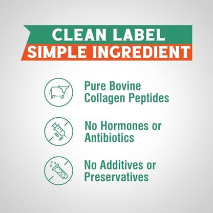 Vitalibre Rinderkollagen-Peptide Pulver für Frauen und Männer, grasgefüttertes hydrolysiertes Kollagenprotein Typ I & III, für Haut, Haare, Nägel, Knochen, Verdauung, ungewürzt, Non-GMO, keto- & glutenfrei, 11 Portionen, 227 g