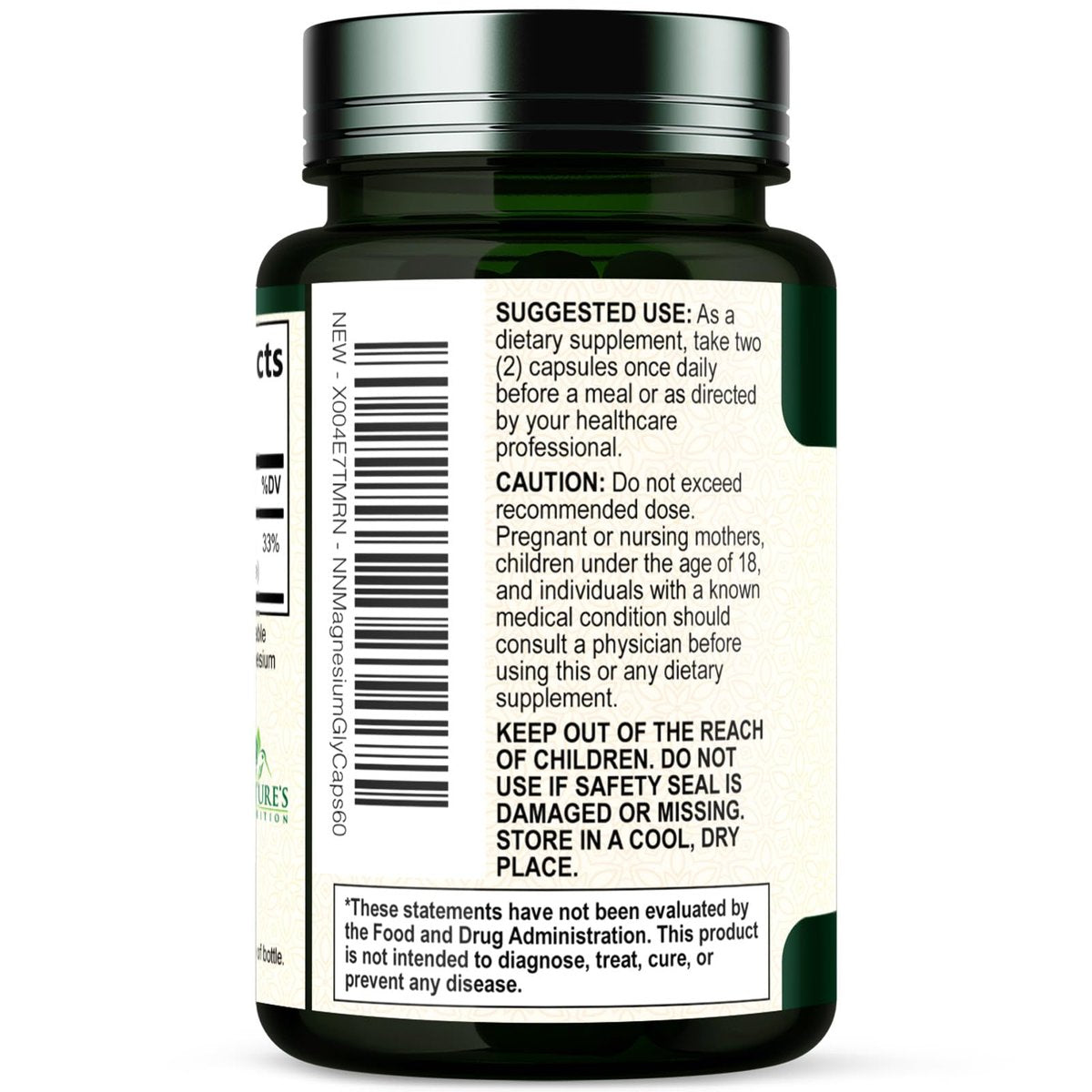 Magnesiumglycinat 1000 mg pro Portion – Chelatiertes Magnesium für Knochen-, Muskel-, Nerven- und Herzgesundheit – Ultimative Absorption – Natürlicher Schlafunterstützer – 60 Kapseln