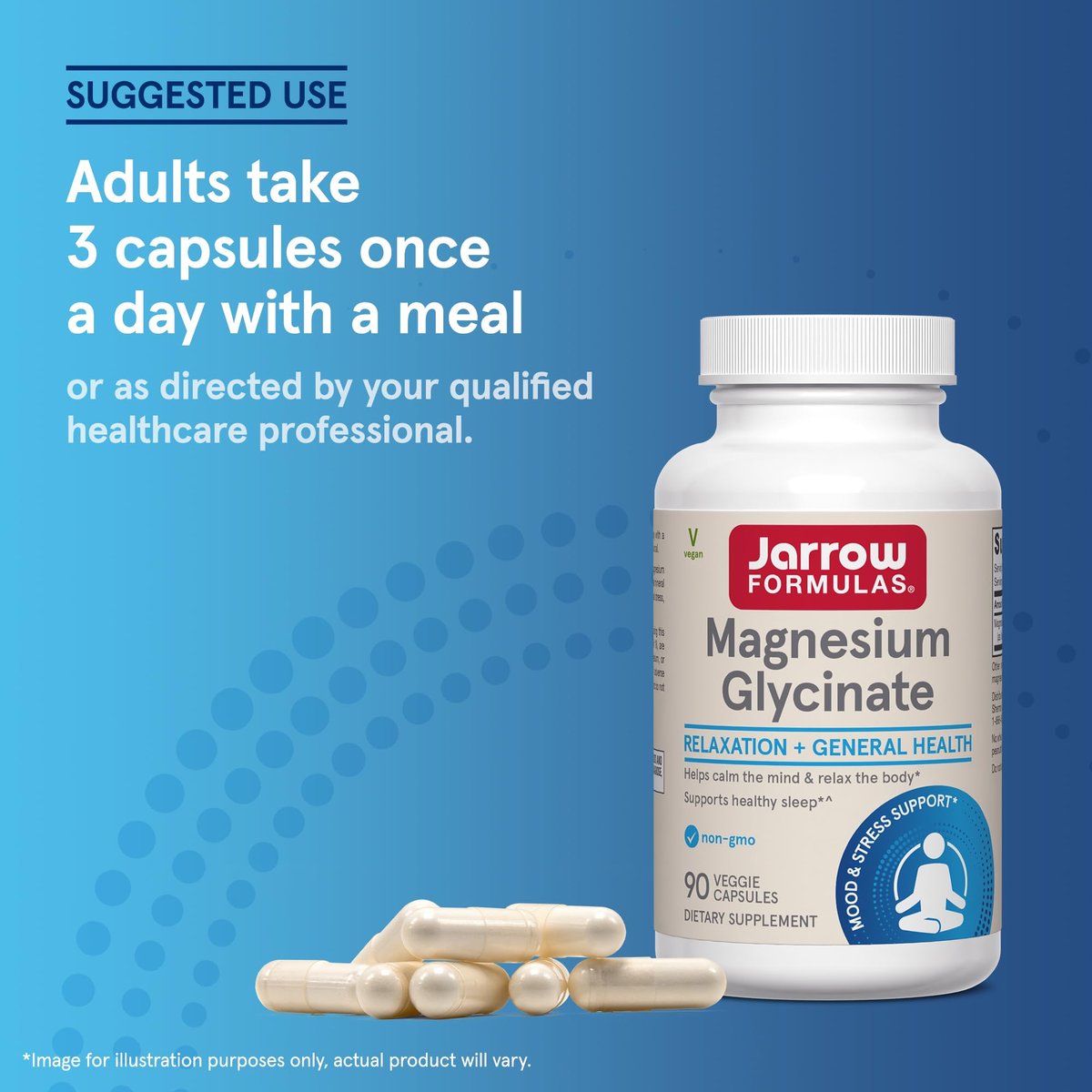 Jarrow Formulas Magnesium Glycinat Kapseln – 360 mg Magnesium pro Portion, unterstützt Entspannung und gesunden Schlaf, 90 Kapseln, 30 Tage Vorrat