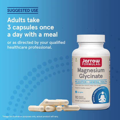 Jarrow Formulas Magnesium Glycinat Kapseln – 360 mg Magnesium pro Portion, unterstützt Entspannung und gesunden Schlaf, 90 Kapseln, 30 Tage Vorrat