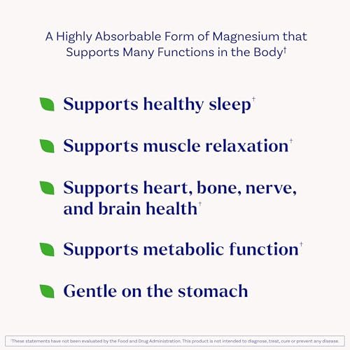 Natrol Magnesium Glycinate 240 mg – Hochabsorbierendes Magnesium für Ruhe und Schlaf – 60 Kapseln, 30 Tage