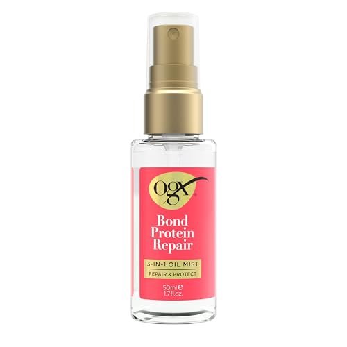 OGX Repair & Protect Bond Protein Repair 3-in-1 Ölnebel – Pflegendes Haaröl für trockenes, geschädigtes Haar, gegen Frizz, Stärkung und Glanz, ohne Parabene, 50 ml