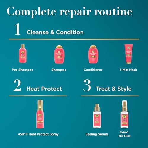OGX Repair & Protect Bond Protein Repair 3-in-1 Ölnebel – Pflegendes Haaröl für trockenes, geschädigtes Haar, gegen Frizz, Stärkung und Glanz, ohne Parabene, 50 ml