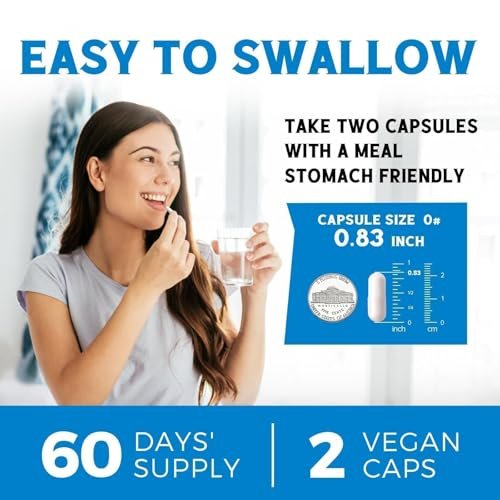 Vitalibre 6-in-1 Magnesium Komplex für Frauen und Männer – 260 mg elementares Magnesium, maximale Absorption, chelatisiertes Magnesium für Knochen, Entspannung und Nervenunterstützung – Non-GMO, 120 vegane Kapseln