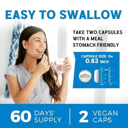 Vitalibre 6-in-1 Magnesium Komplex für Frauen und Männer – 260 mg elementares Magnesium, maximale Absorption, chelatisiertes Magnesium für Knochen, Entspannung und Nervenunterstützung – Non-GMO, 120 vegane Kapseln
