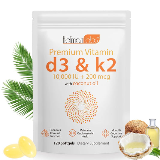 newseel Vitamin D3 K2 Kapseln, D3&K2 Vitamin Ergänzung, Vitamin D3 und K2, D3 Supplement, Kokosöl Weichkapseln (120)
